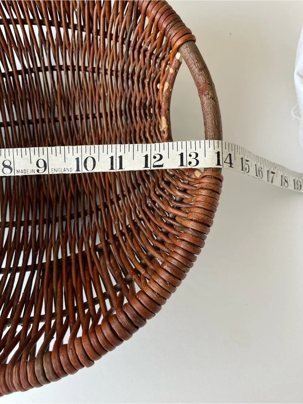 Handwoven Round Rattan Winnowing Basket in Warm Brown 14”